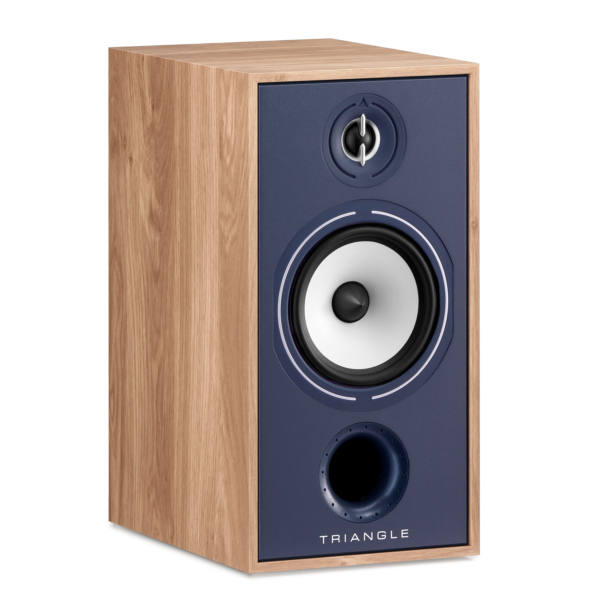 Triangle Hifi Enceintes Bibliothèque Borea BR04 Chene clair bleu pictures packshot 3/4 
